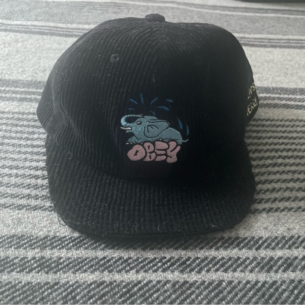 Obey Black Cap with Elephant Embroidery Apocalypse Energy